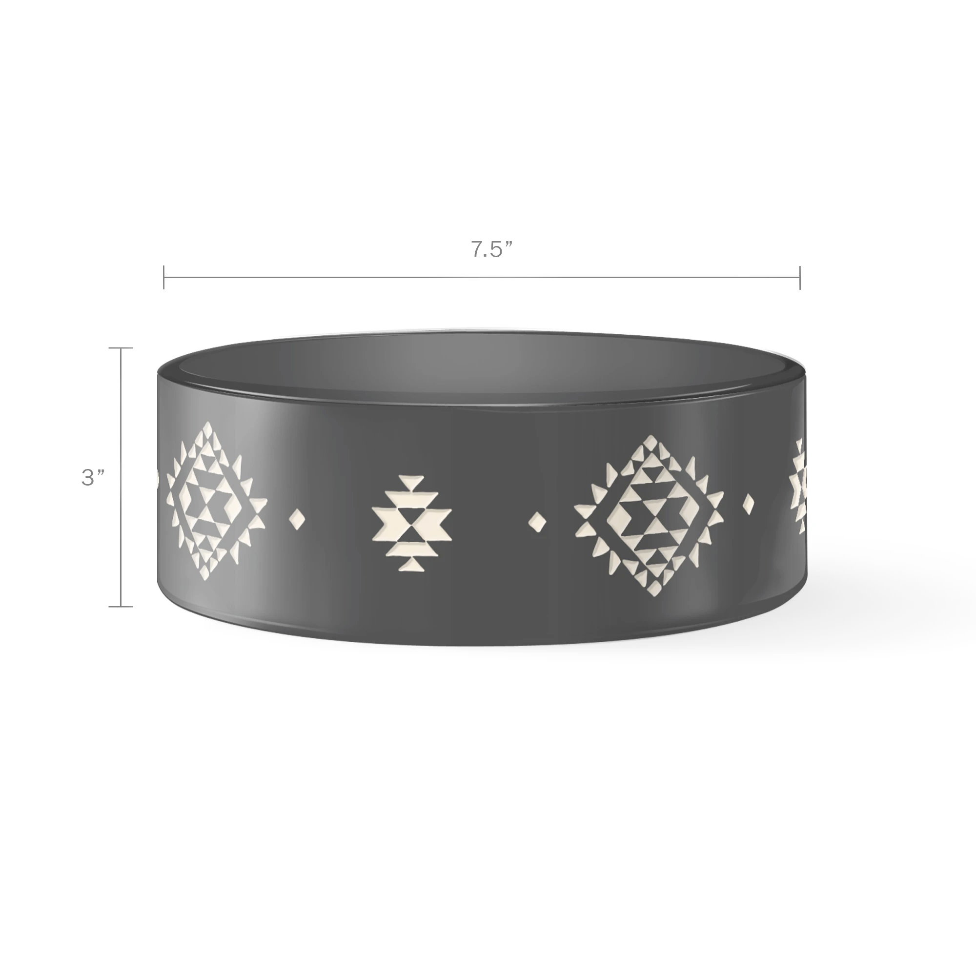 Tribal Charcoal Ceramic Dog Food Water Bowl