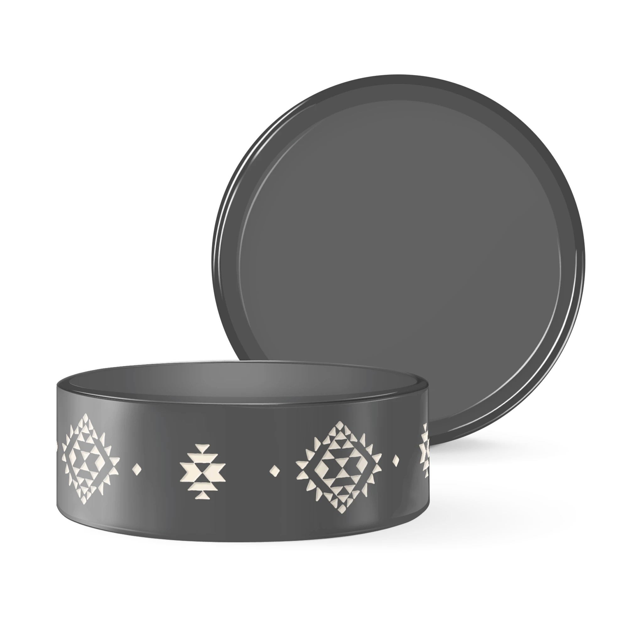 Tribal Charcoal Ceramic Dog Food Water Bowl