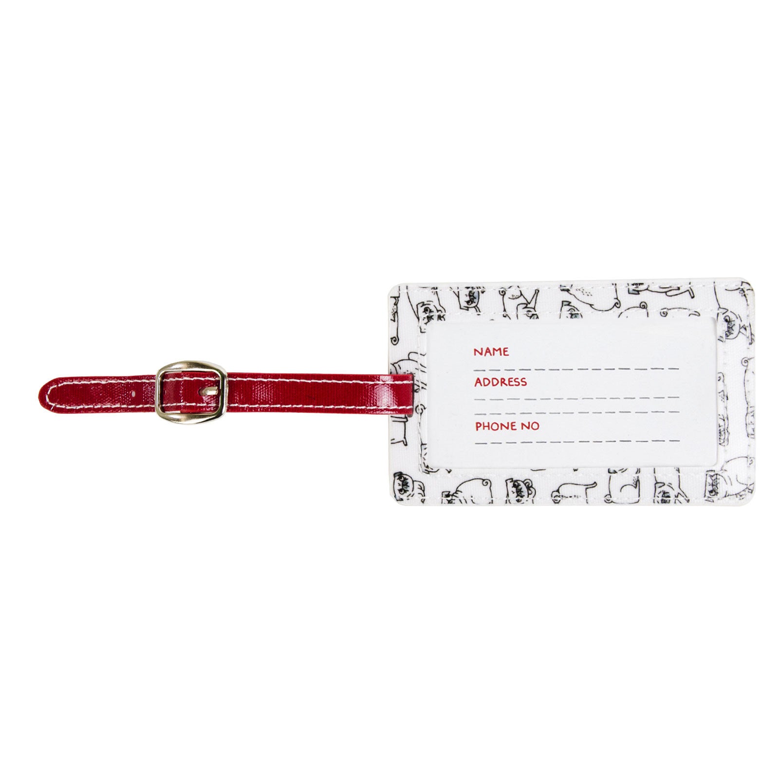 Gemma Correll Luggage Tag Pug Positions (back)