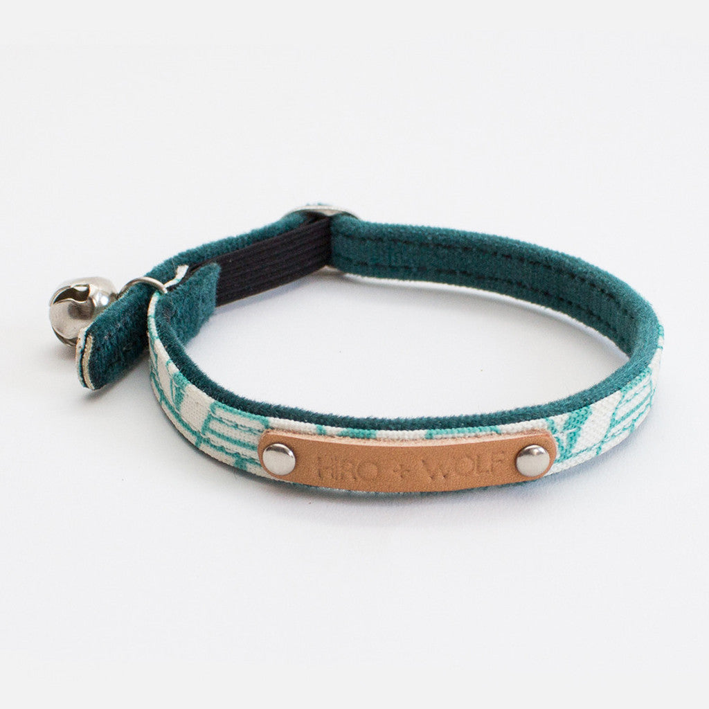 Hiro+Wolf Cat Collar, Geo Green