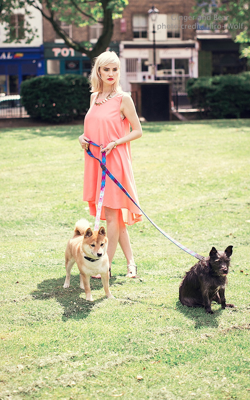 Hiro+Wolf Hands-free leash: Masai Blue Check