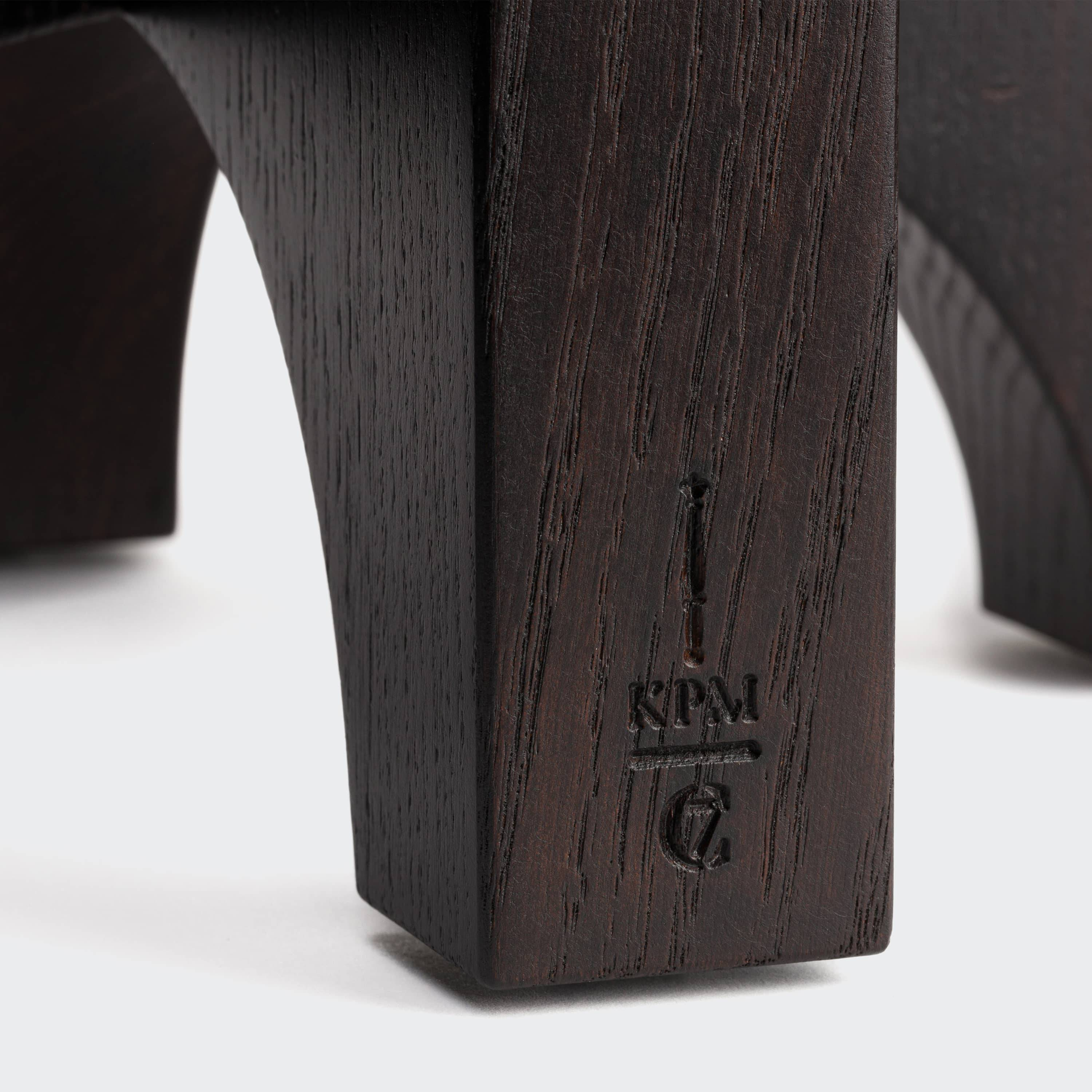 KPM x Cloud7 Dog Food and Water Porcelain Bowl with Oak Stand, Tall Oak