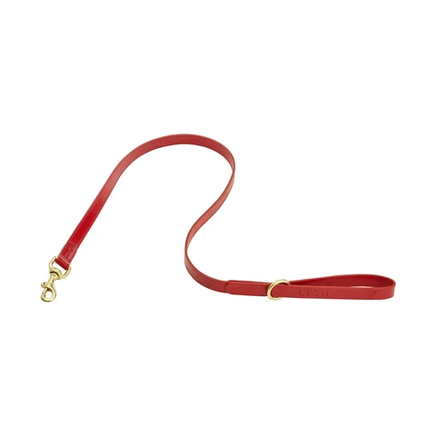LISH Coopers Cherry Red Italian Leather Dog Lead