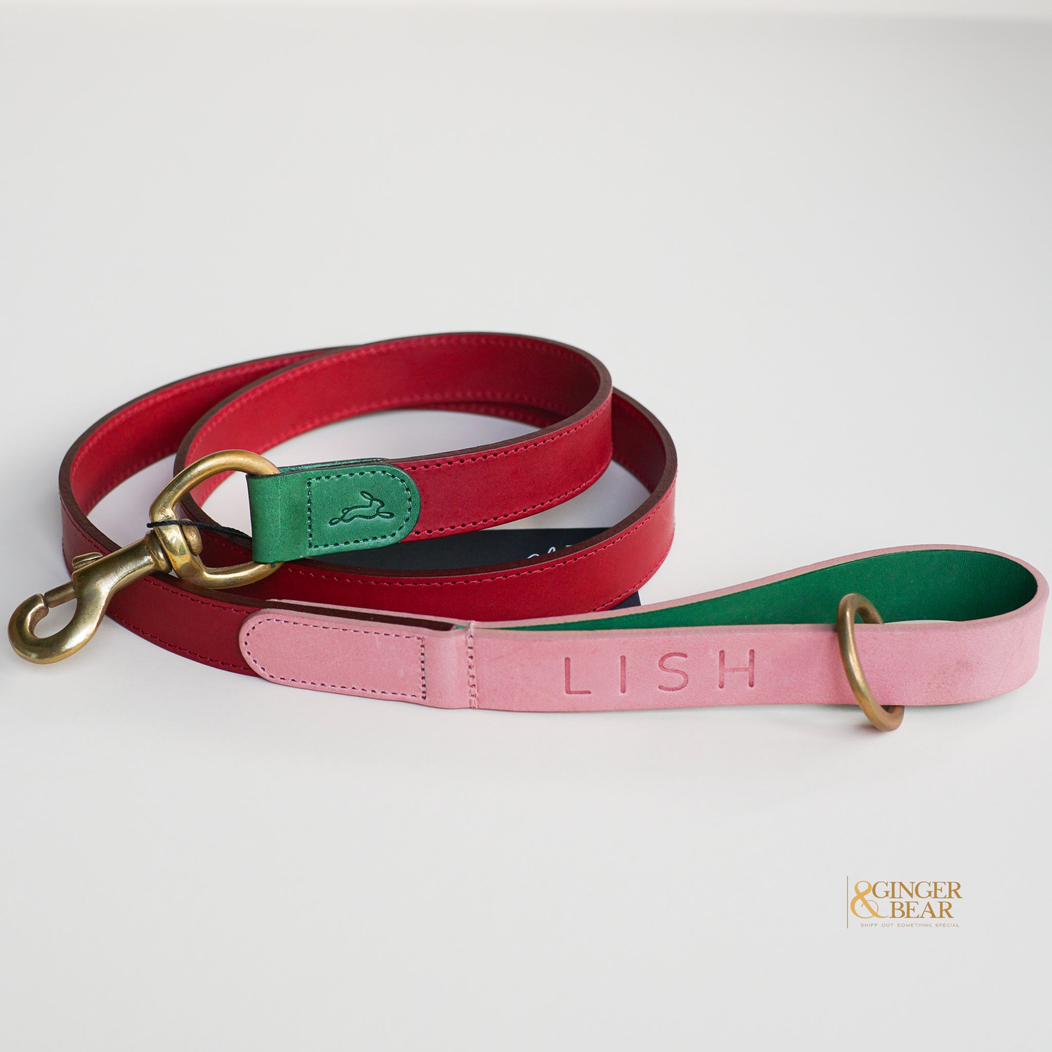 LISH Walter Pink Italian Leather Dog Lead