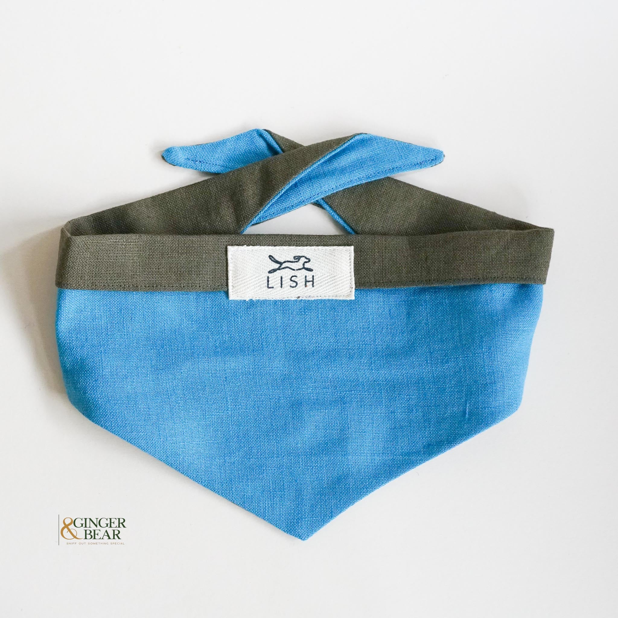 LISH Dog Linen Bandana, Dibden Khaki