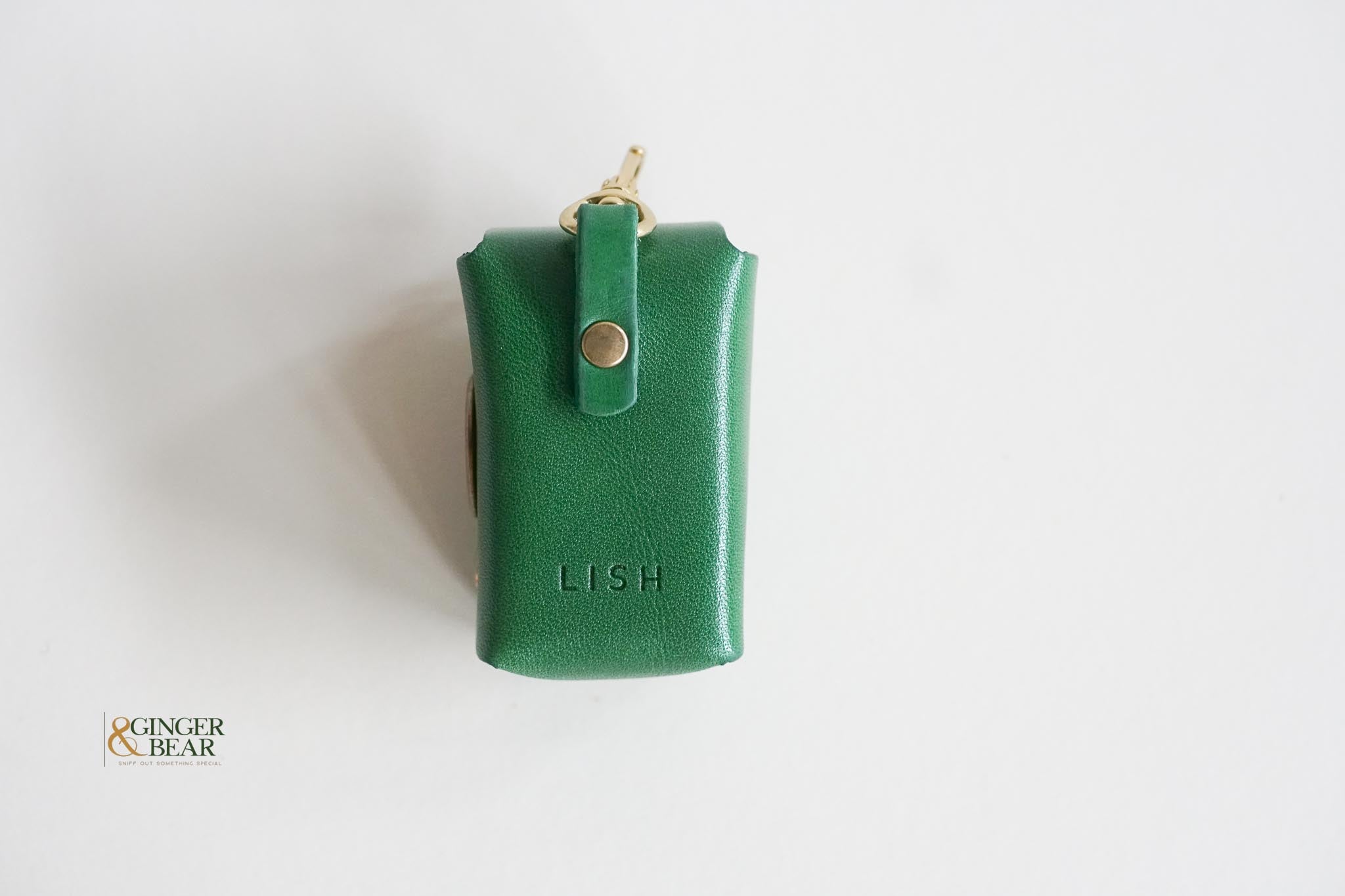 LISH Dog Poop Bag Leather Dispenser: Coopers Avocado Green