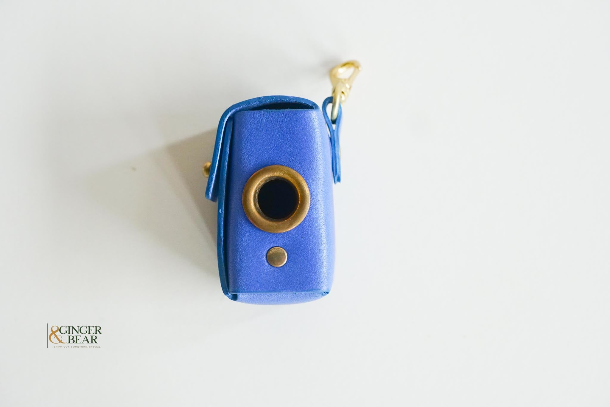 LISH Dog Poop Bag Leather Dispenser: Coopers Cobalt Blue