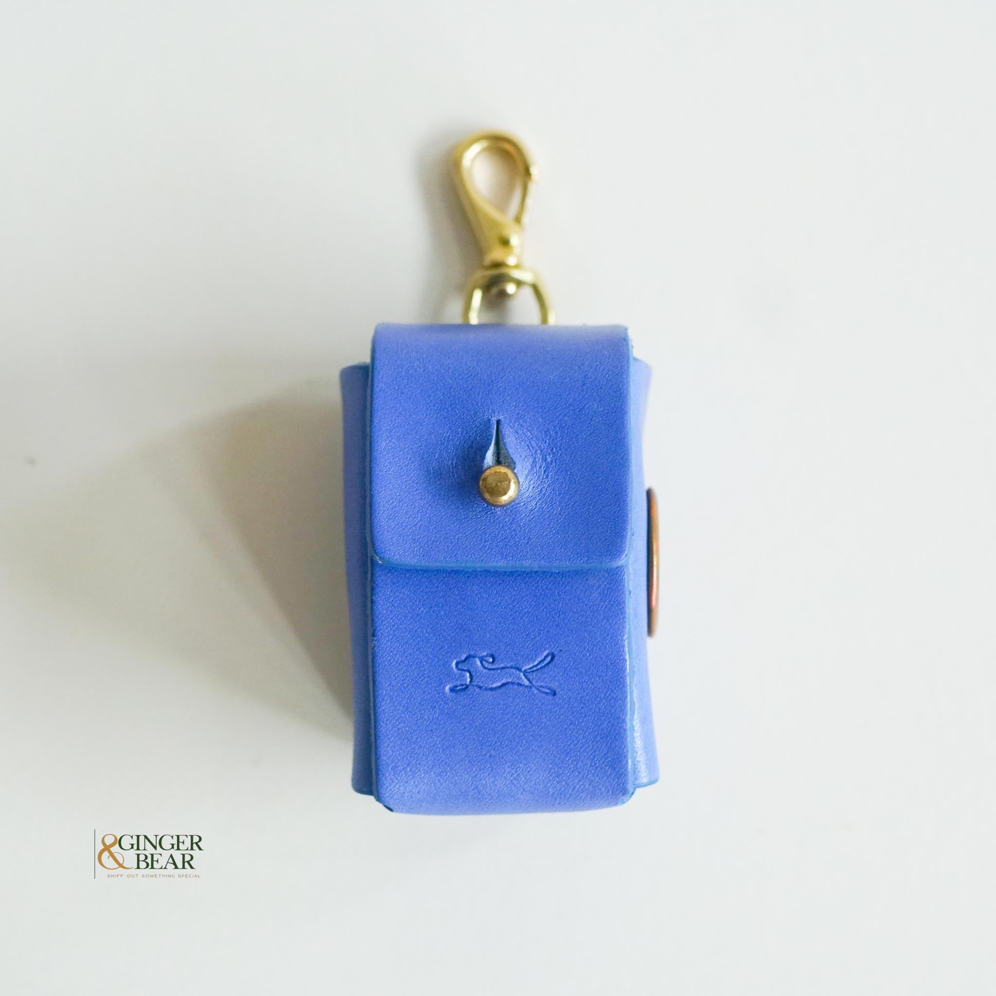 LISH Dog Poop Bag Leather Dispenser: Coopers Cobalt Blue