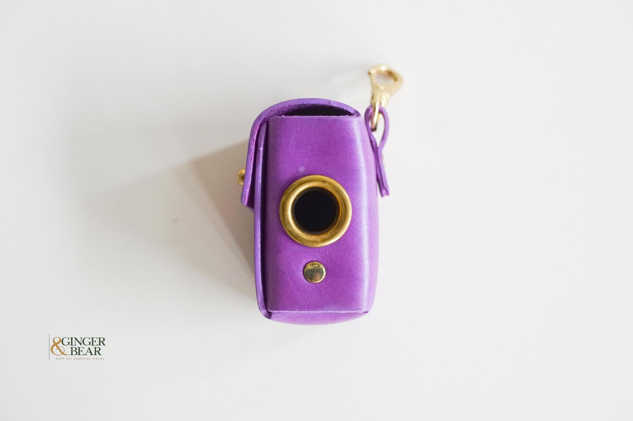 LISH Dog Poop Bag Leather Dispenser: Coopers Violet Purple