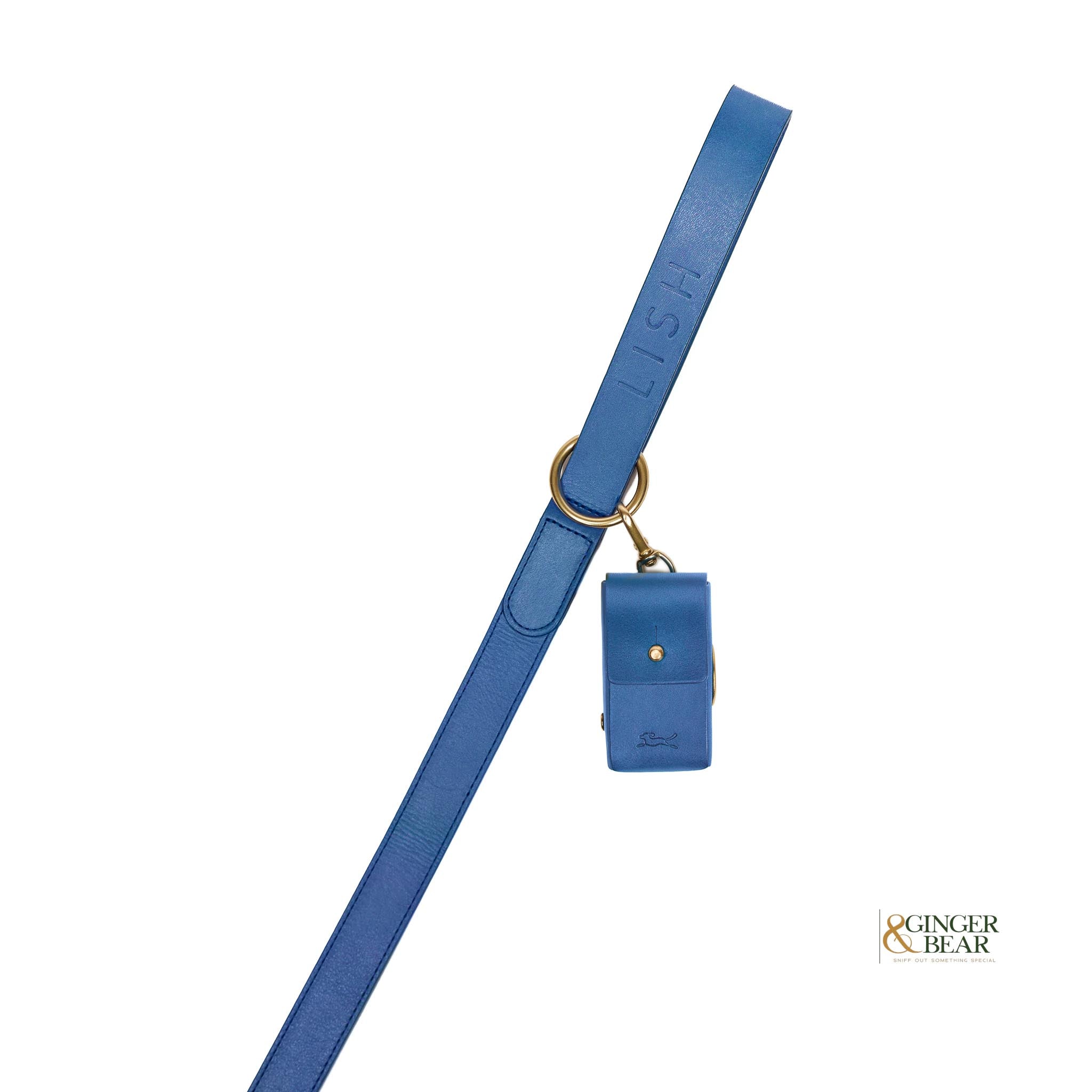 LISH Dog Poop Bag Leather Dispenser: Coopers Cobalt Blue