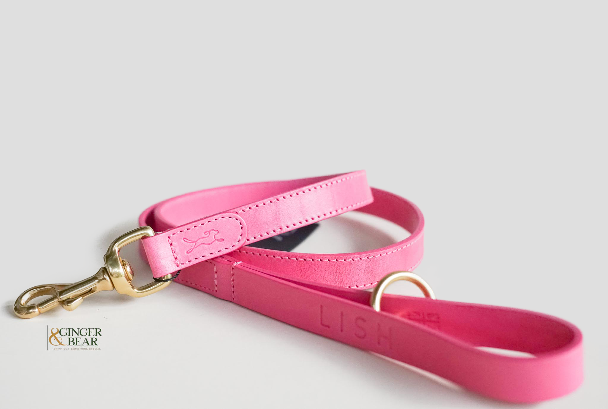 LISH Coopers Rhubarb Pink Italian Leather Dog Lead