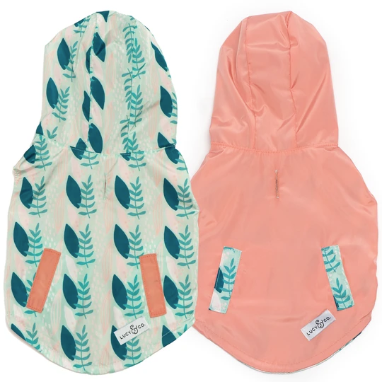 Lucy&Co Reversible Raincoat for Dogs, Minty Fresh Ginger and Bear