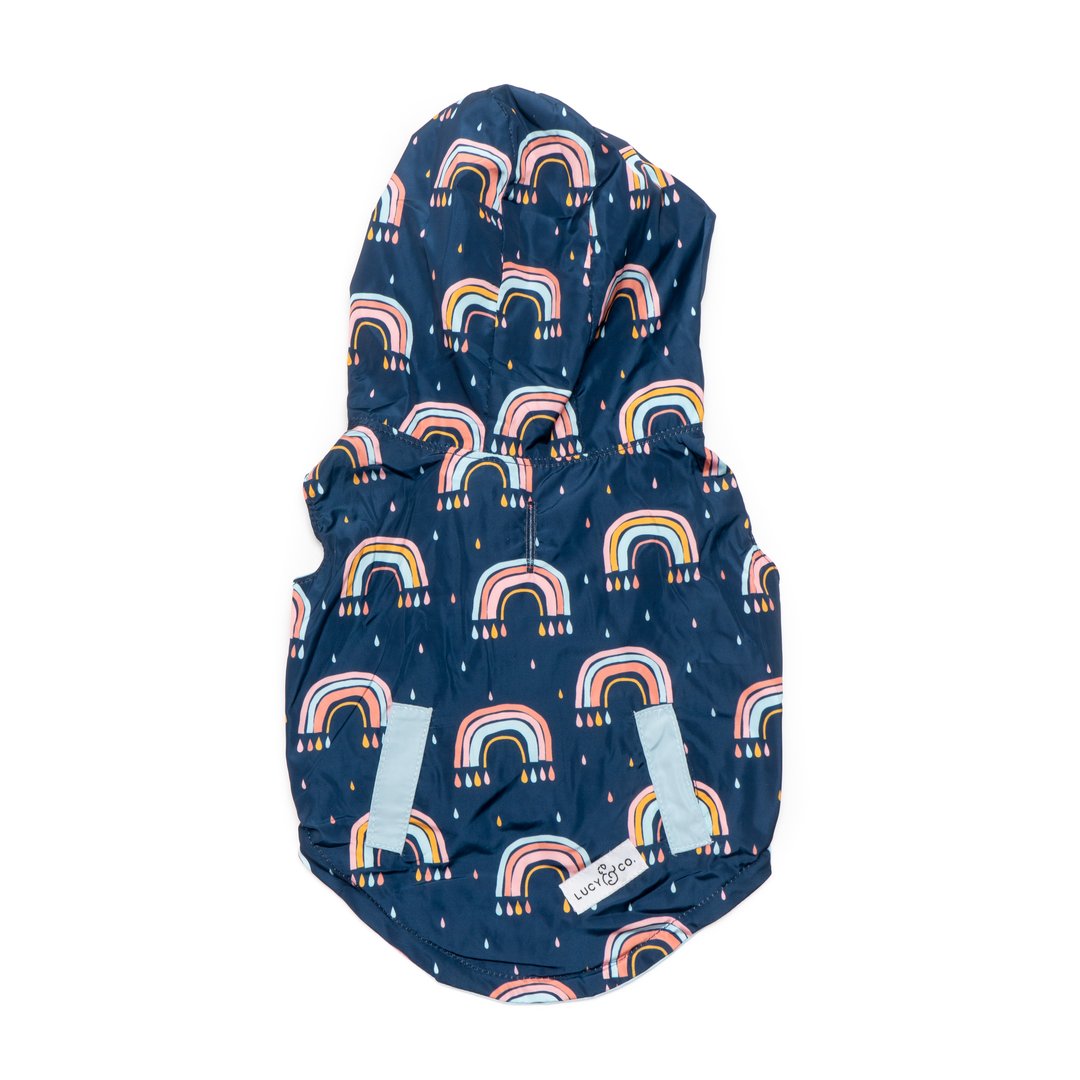 Lucy&Co Reversible Raincoat for Dogs, Over the Rainbow