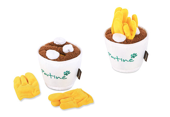 P.L.A.Y. Montreal Munchies Squeaky Plush Dog toys, Pooch-tine