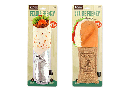 P.L.A.Y. Feline Frenzy, Catnip Kicker Toy set: Tuna Baguette