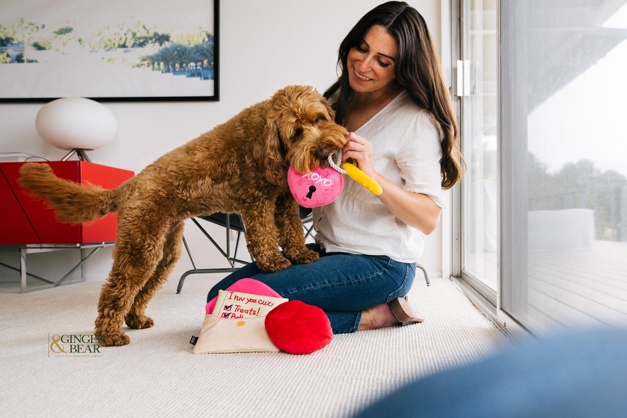 P.L.A.Y. Love Bug Squeaky Plush Dog toys, Love You a Lock