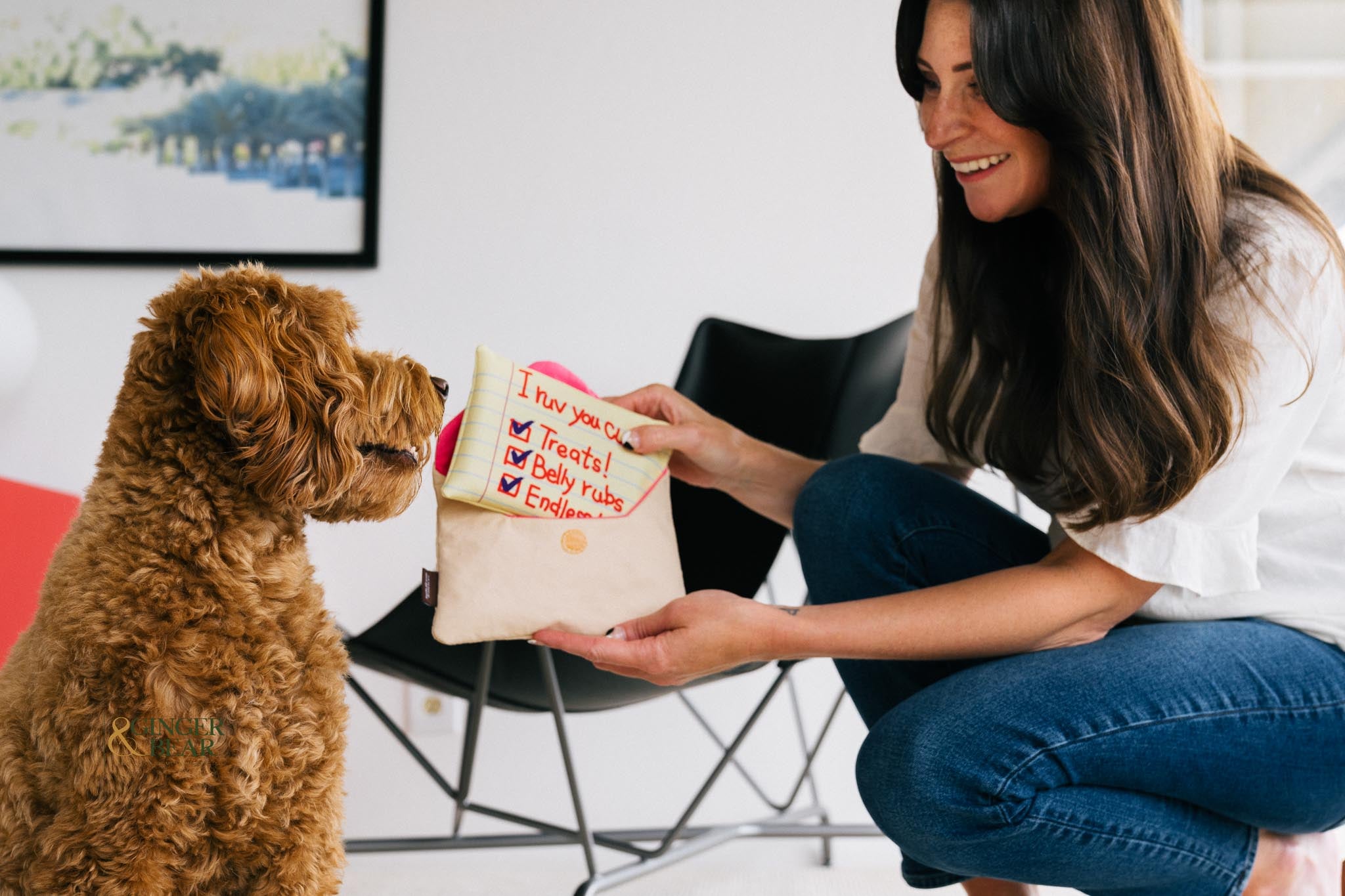 P.L.A.Y. Love Bug Squeaky Plush Dog toys, Ruv Letter