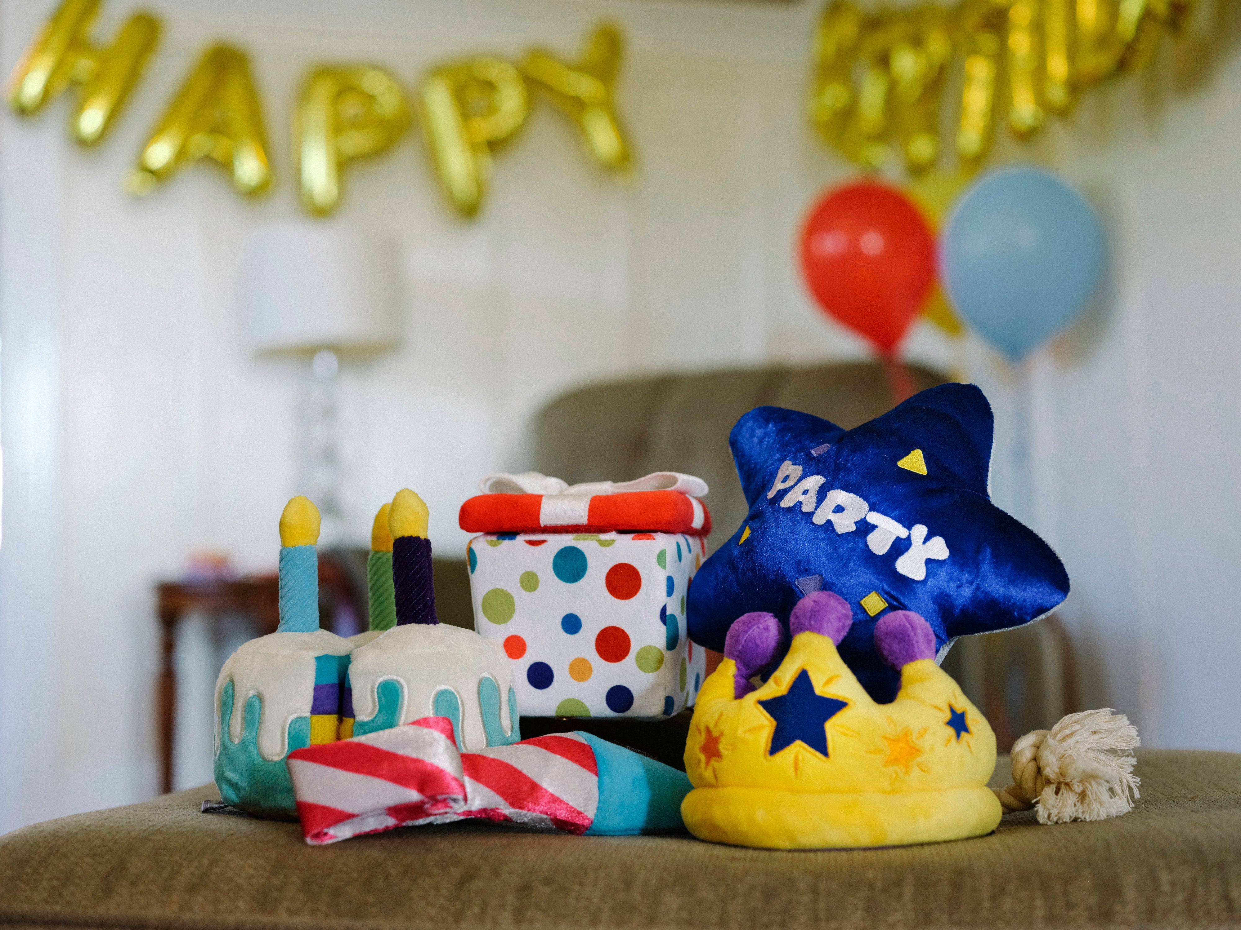 P.L.A.Y. Party Time Plush Dog toys, Bone Appetite Cake