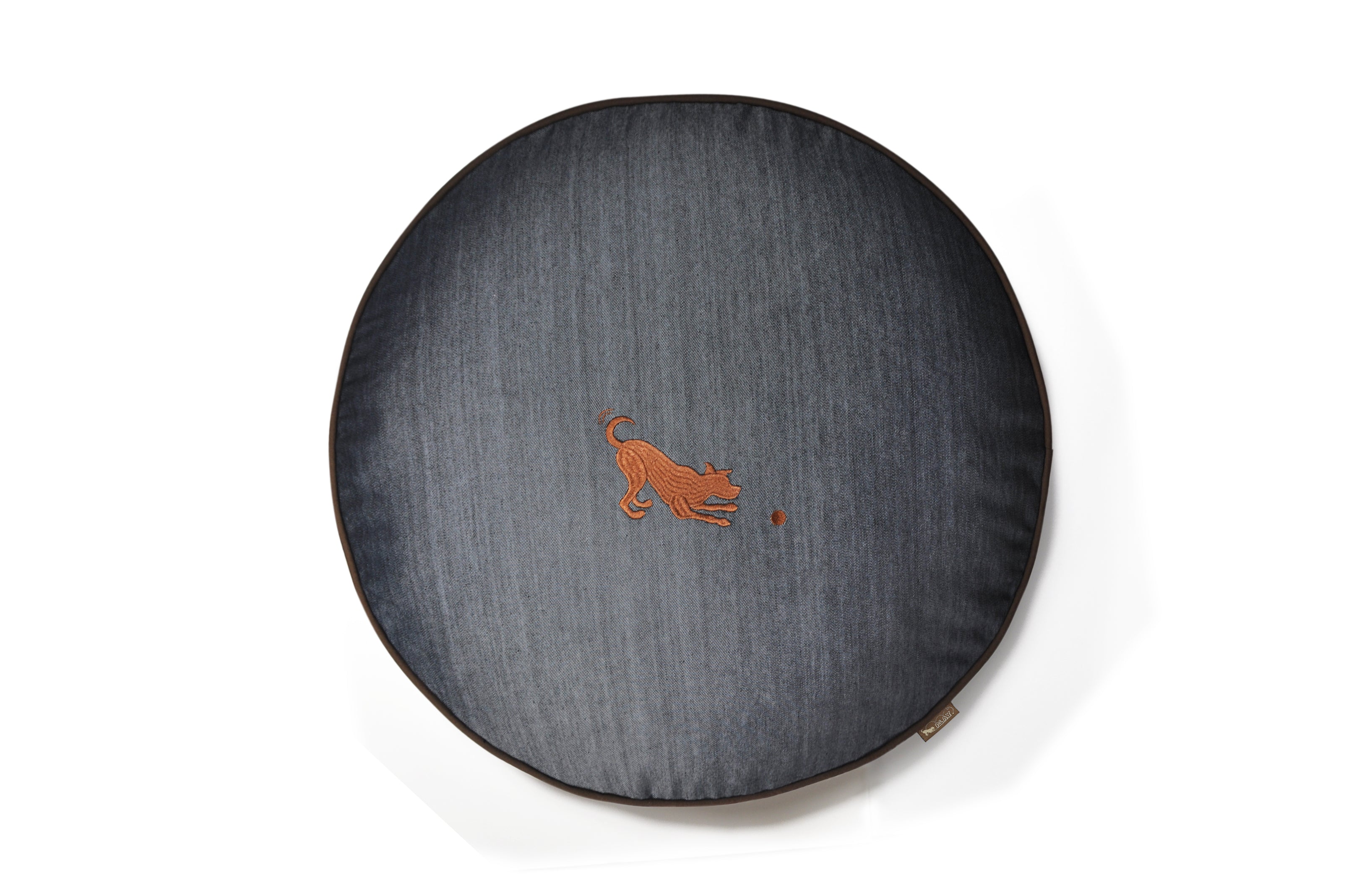 Round Dog Bed, Urban Denim MedievalBlue and Chocolate