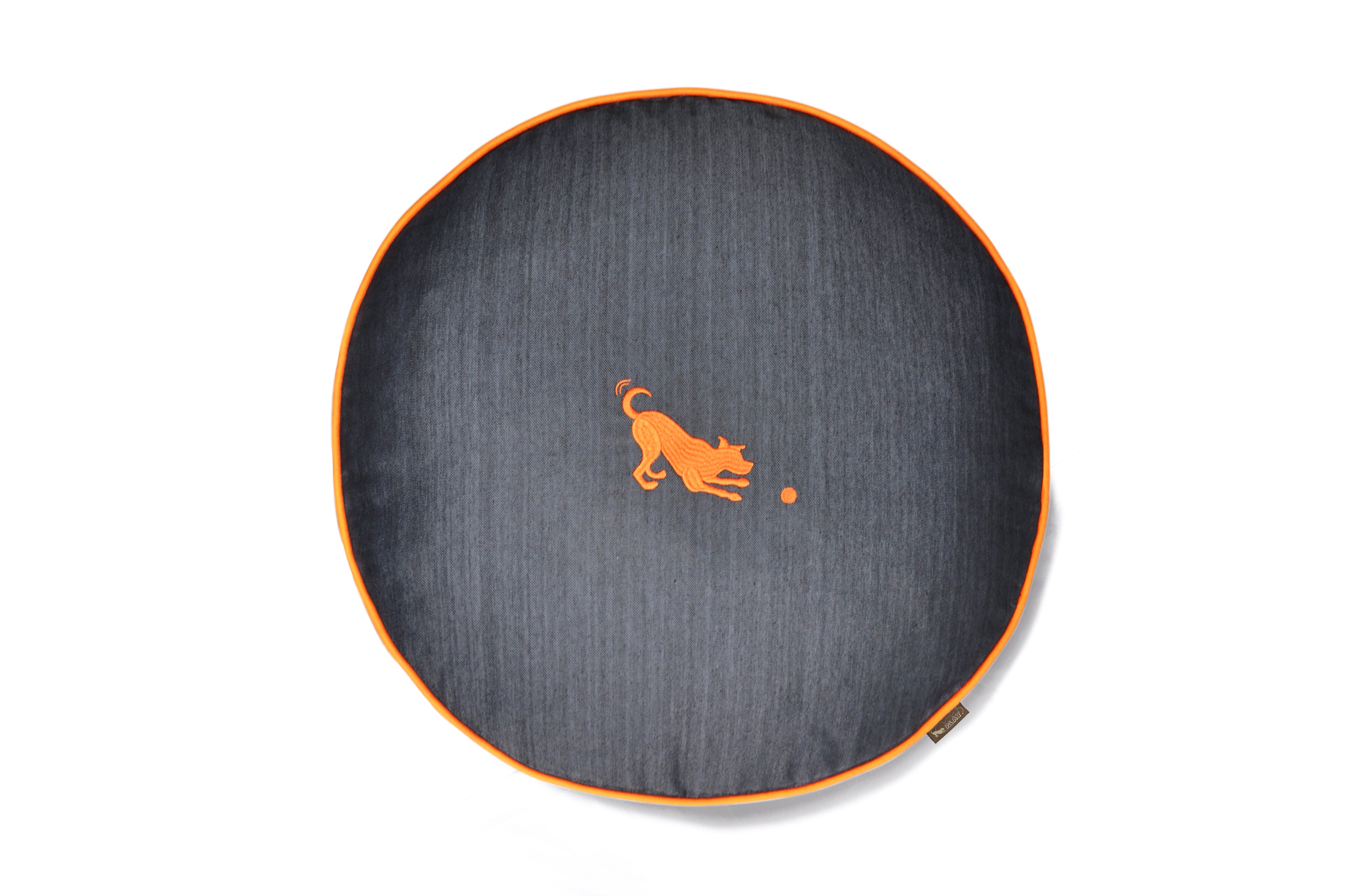 Round Dog Bed, Urban Denim MedievalBlue and Mandarin