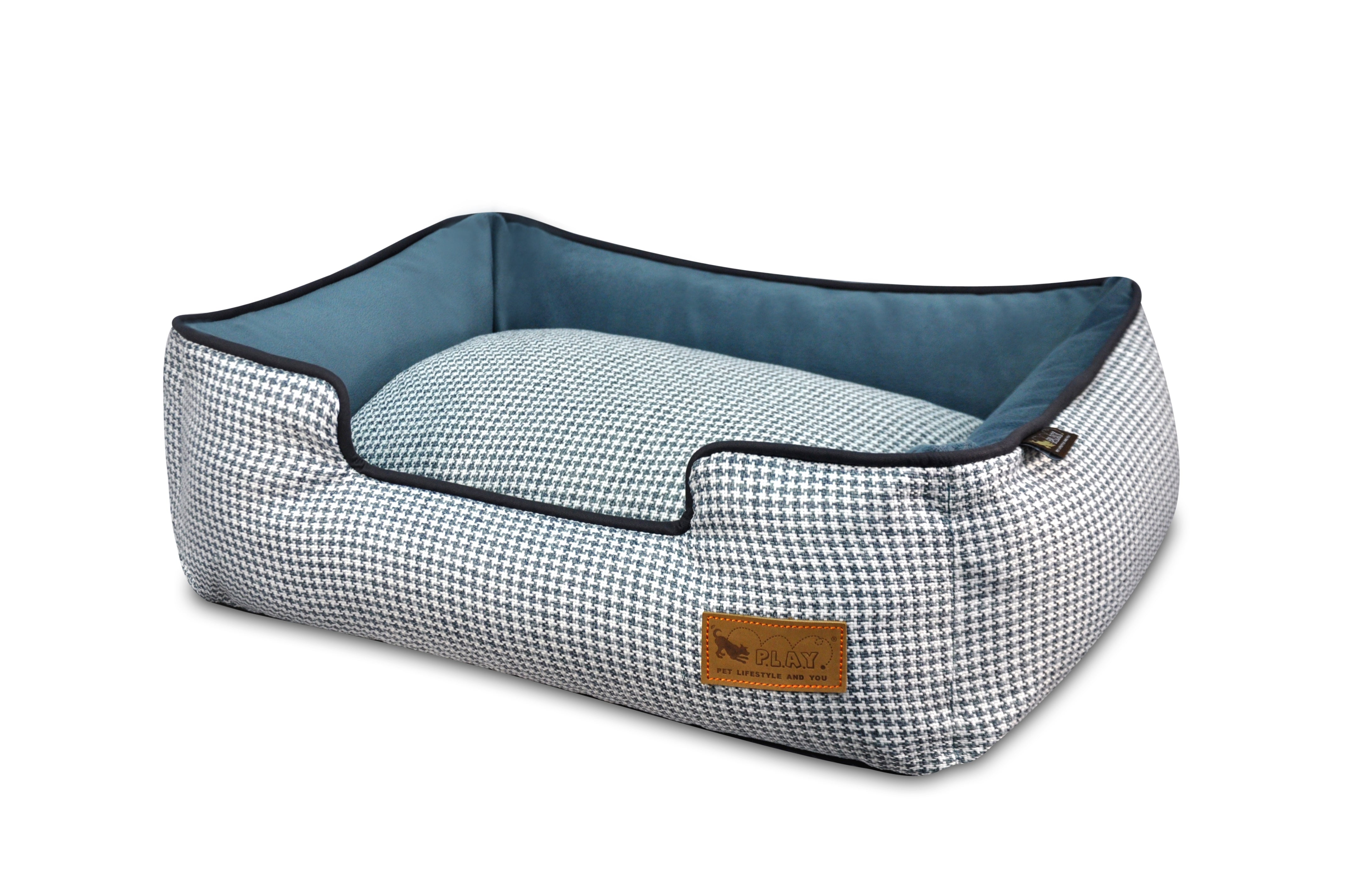 [Pre-order]Lounge Dog Bed: Houndstooth Light Blue