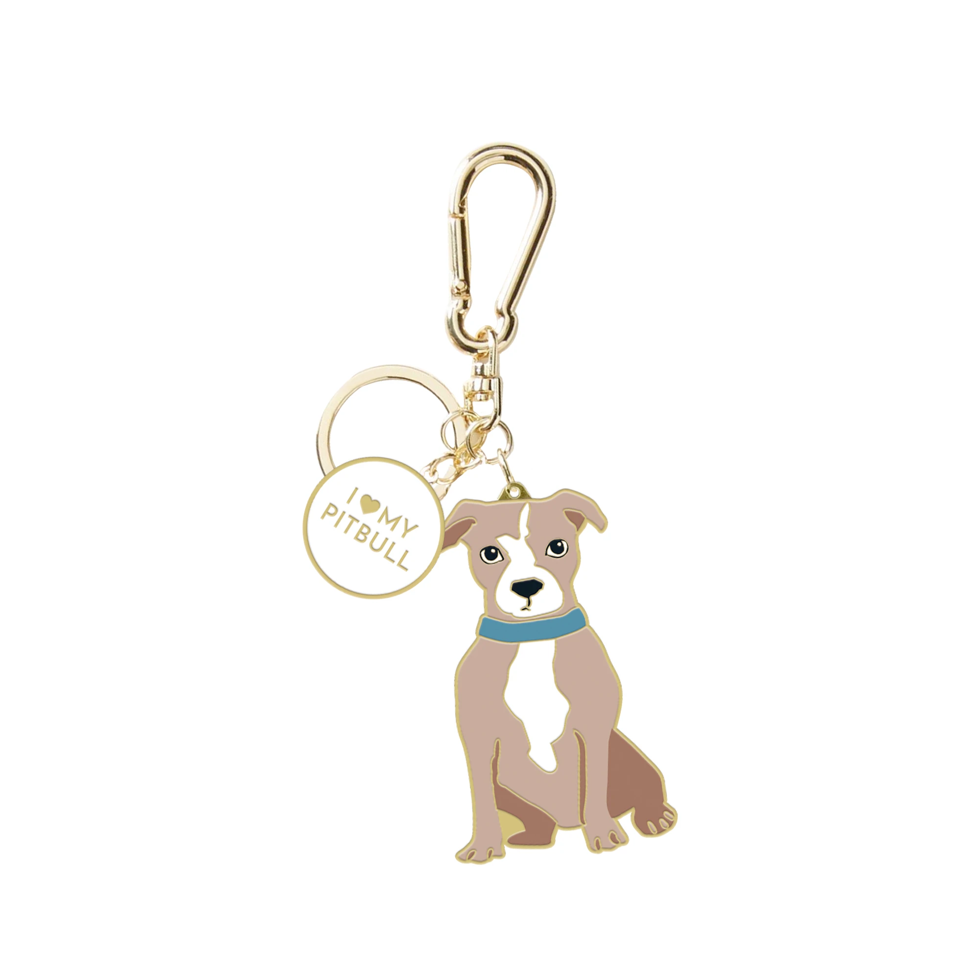 Pitbull Dog Key Chain Enamel Split Ring Caribiner