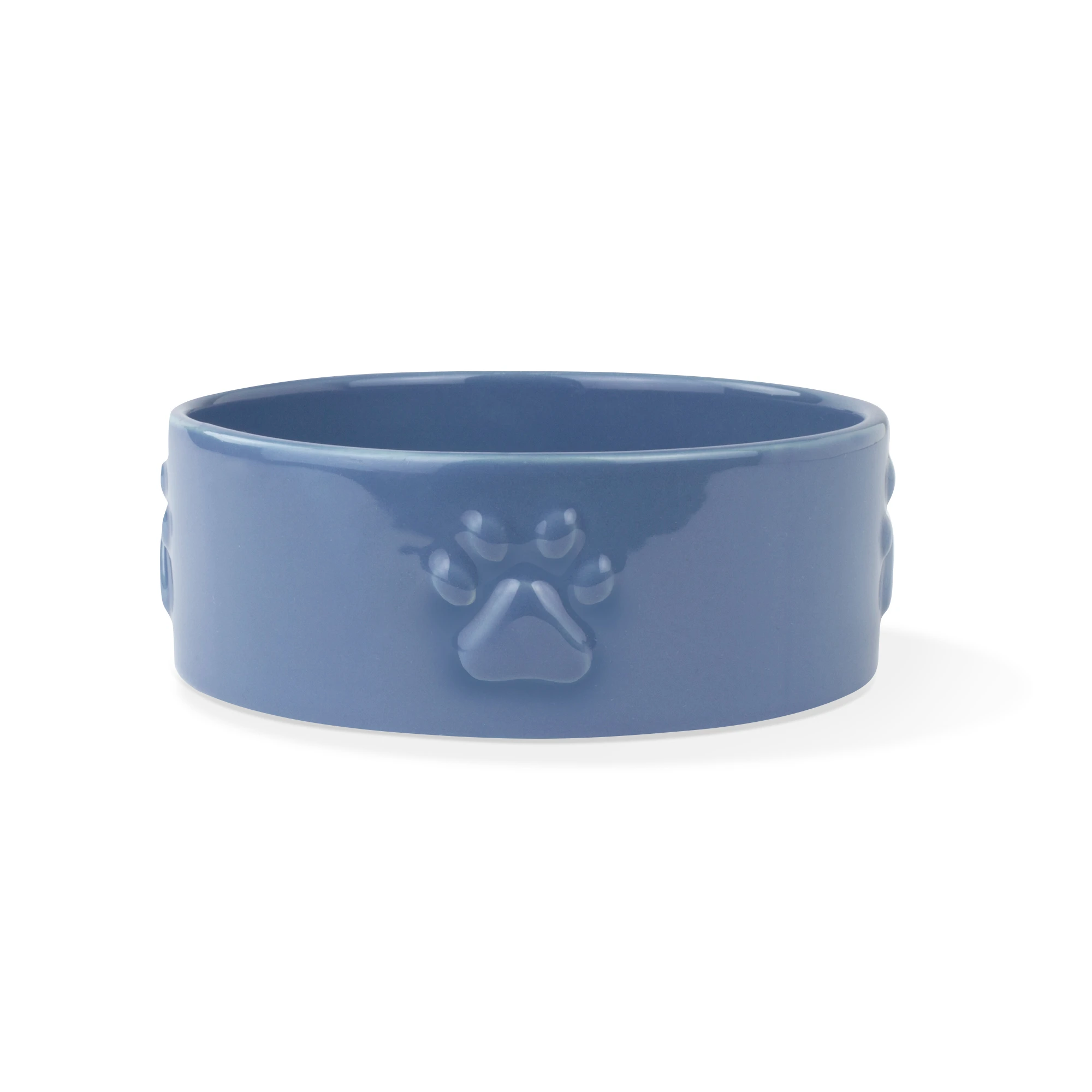 Sculpt Paw Ceramic Dog Food Water Bowl in Navy