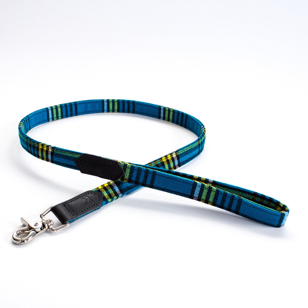 Hiro+Wolf Classic leash: Shuka Blue Check