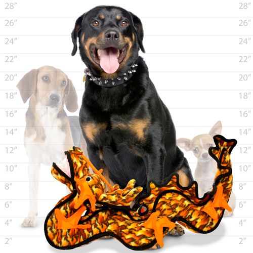 Tuffy Dragon Dog Squeaky Toys, Orange