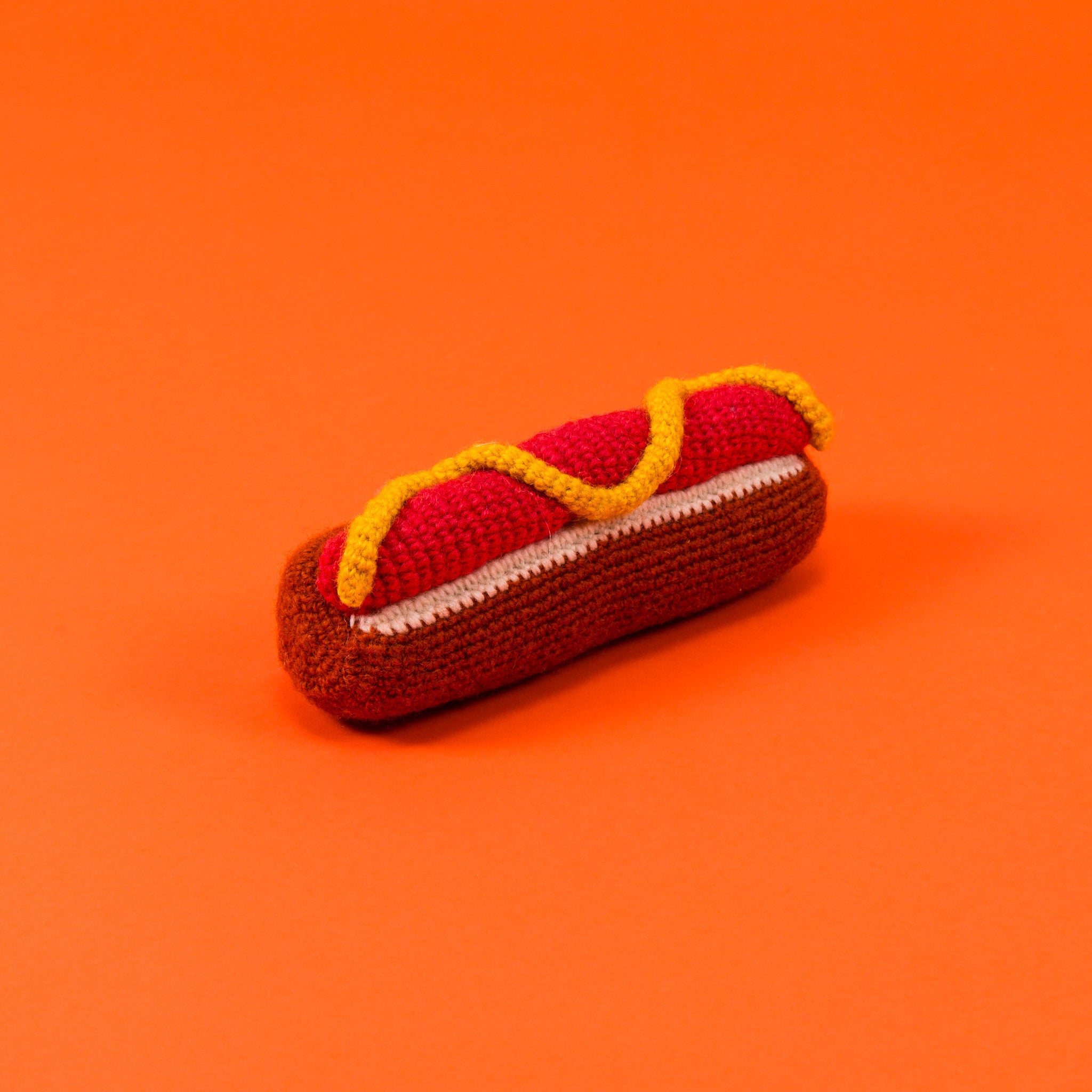 Dog Toy: Hand Knitted Hot Dog