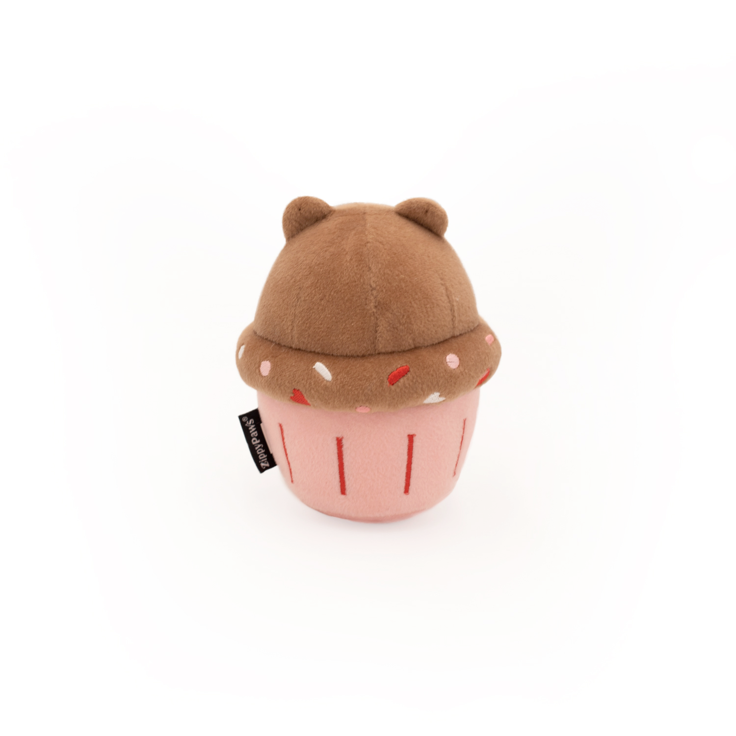 Zippy Line Friends Squeaky Dog Toy, Nom Nomz Cupcake Brown