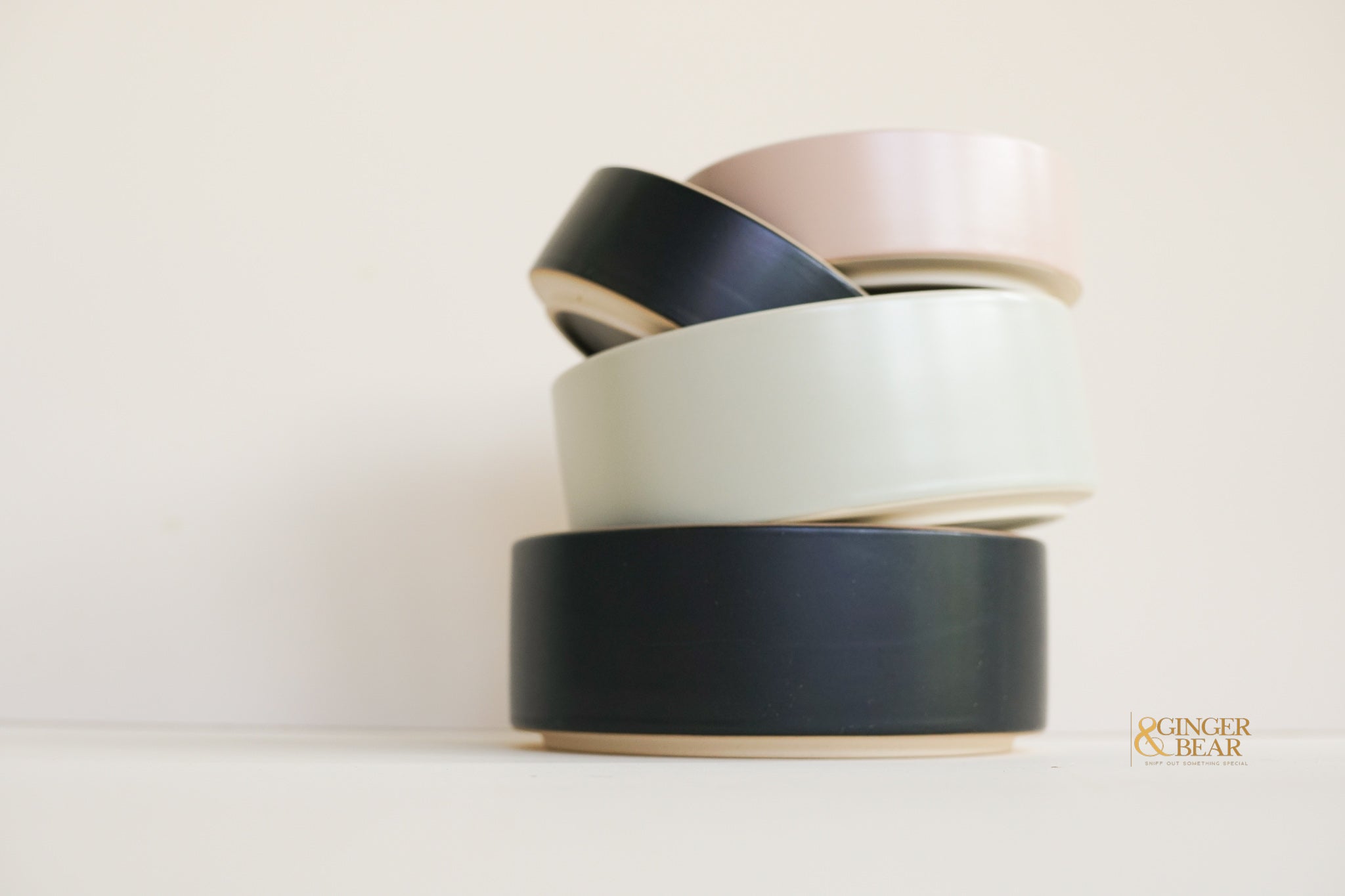 Minimalist Charcoal Stoneware Dog Food Water Bowl, Small