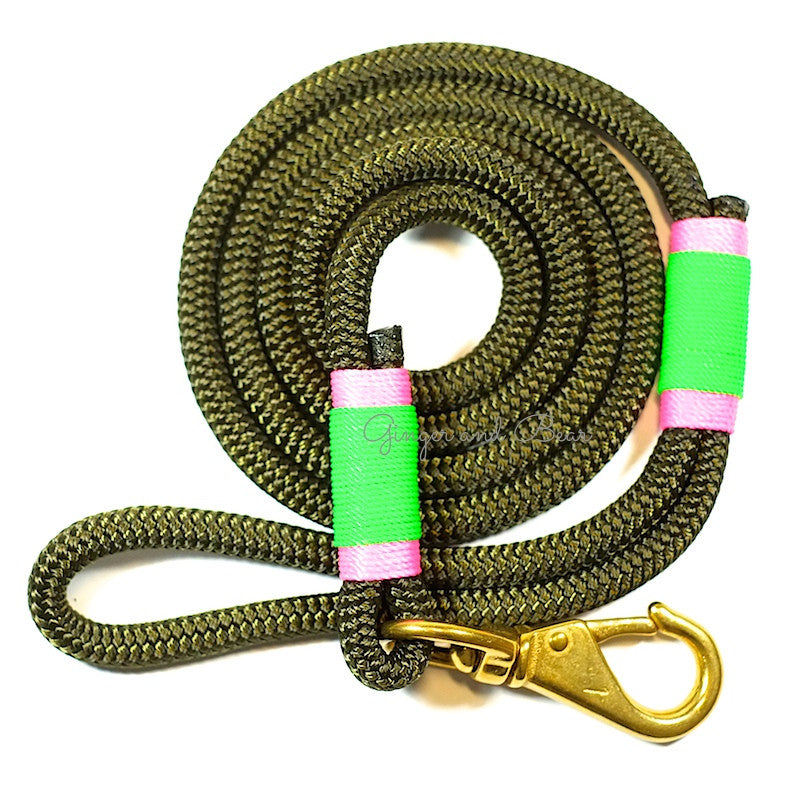 Rugged Hudson Leash: Watermelon, Olive