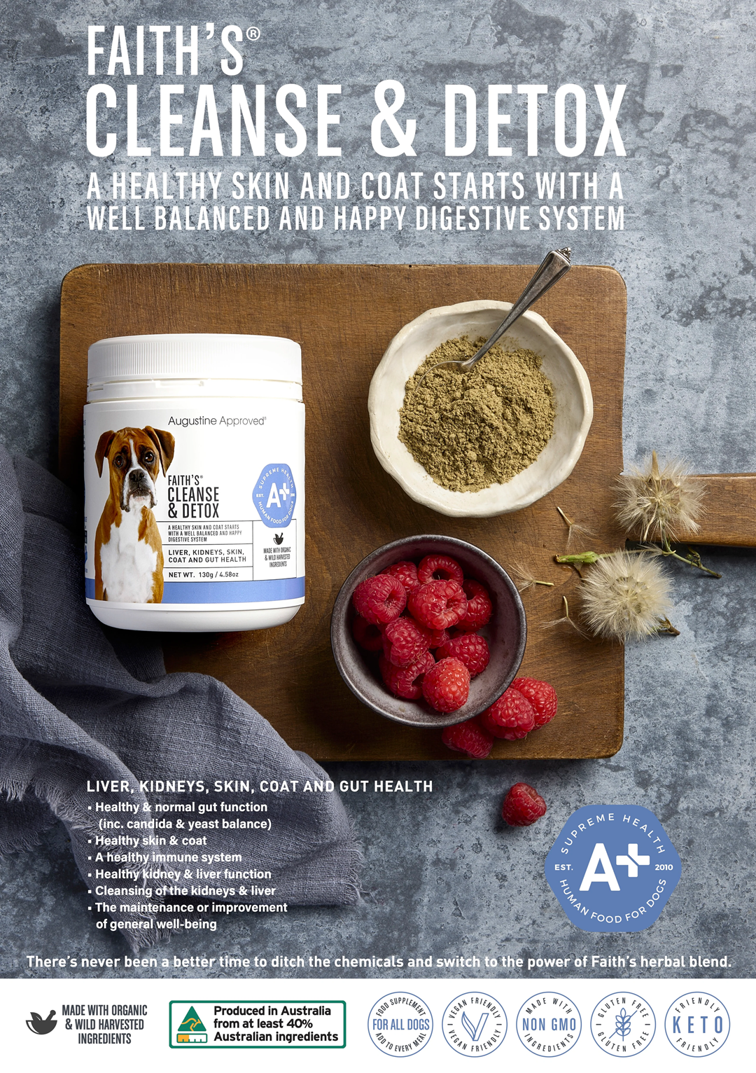 Augustine Approved Supplement for Dogs and Cats, Faith's Cleanse & Detox