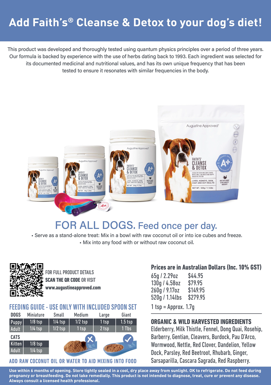 Augustine Approved Supplement for Dogs and Cats, Faith's Cleanse & Detox