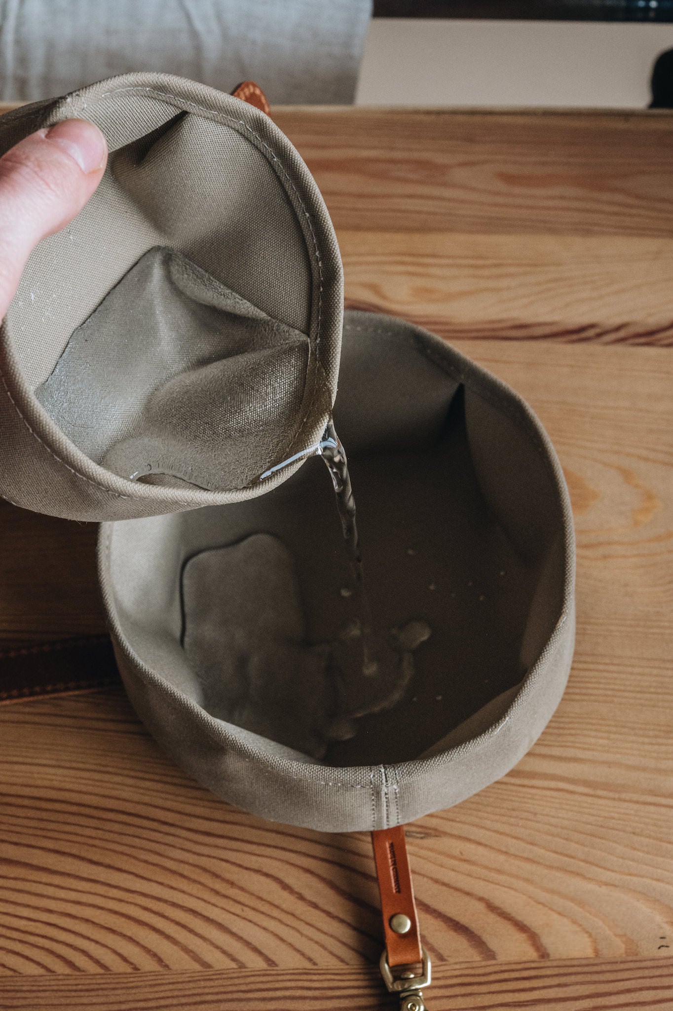 Melo Foldable Travel Dog Bowl | Premium Waxed Canvas & Leather