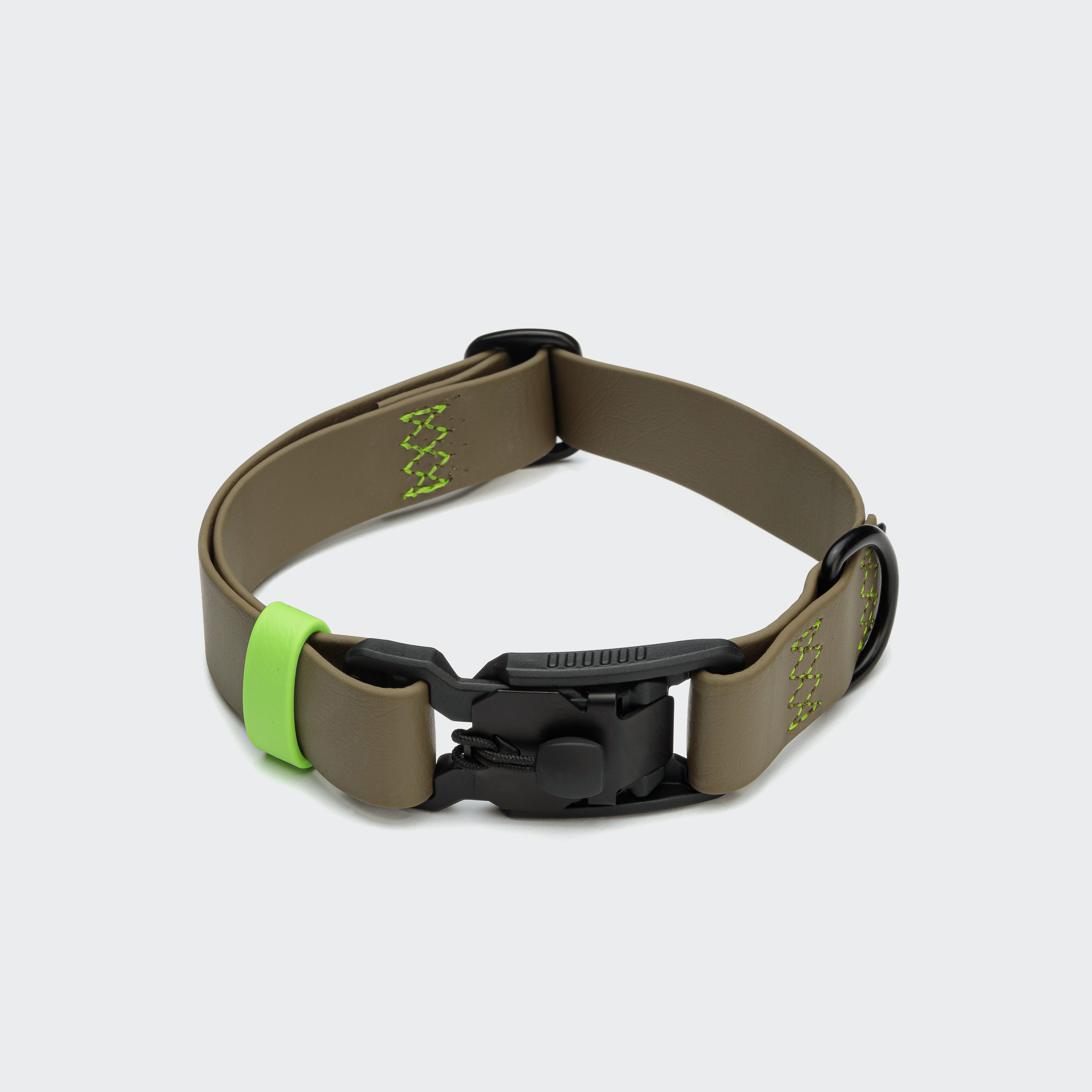 Cloud7: Dog Collar BioThane Ipanema Olive-Neon Green