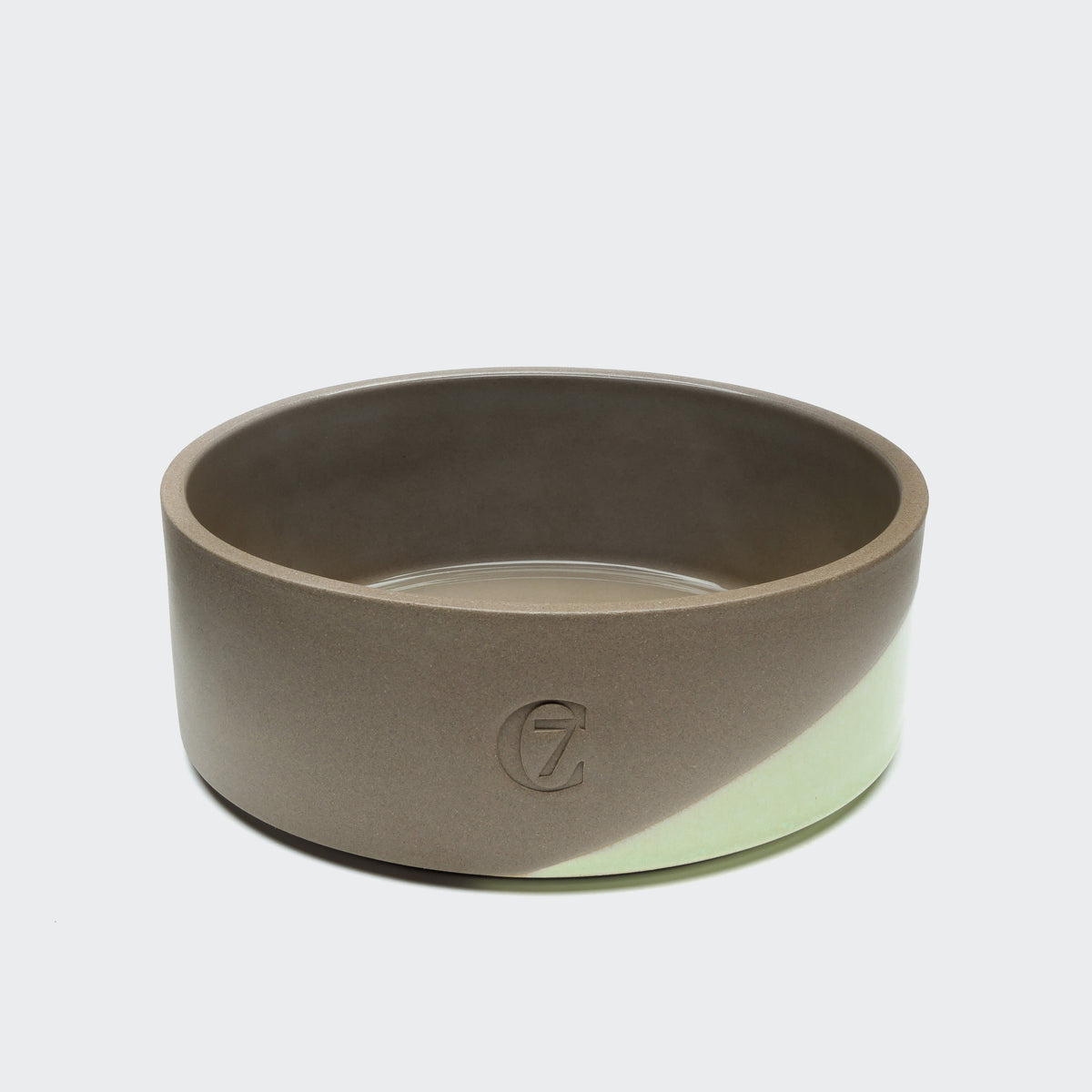 Cloud7 Mauro stoneware dog bowl in a modern earthy ceramic design with a glossy finish in mud-jade, medium size