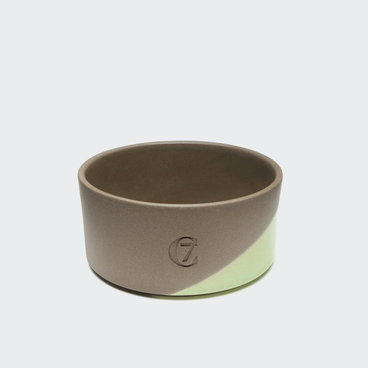 Cloud7 Mauro stoneware dog bowl in a modern earthy ceramic design with a glossy finish in mud-jade, small size