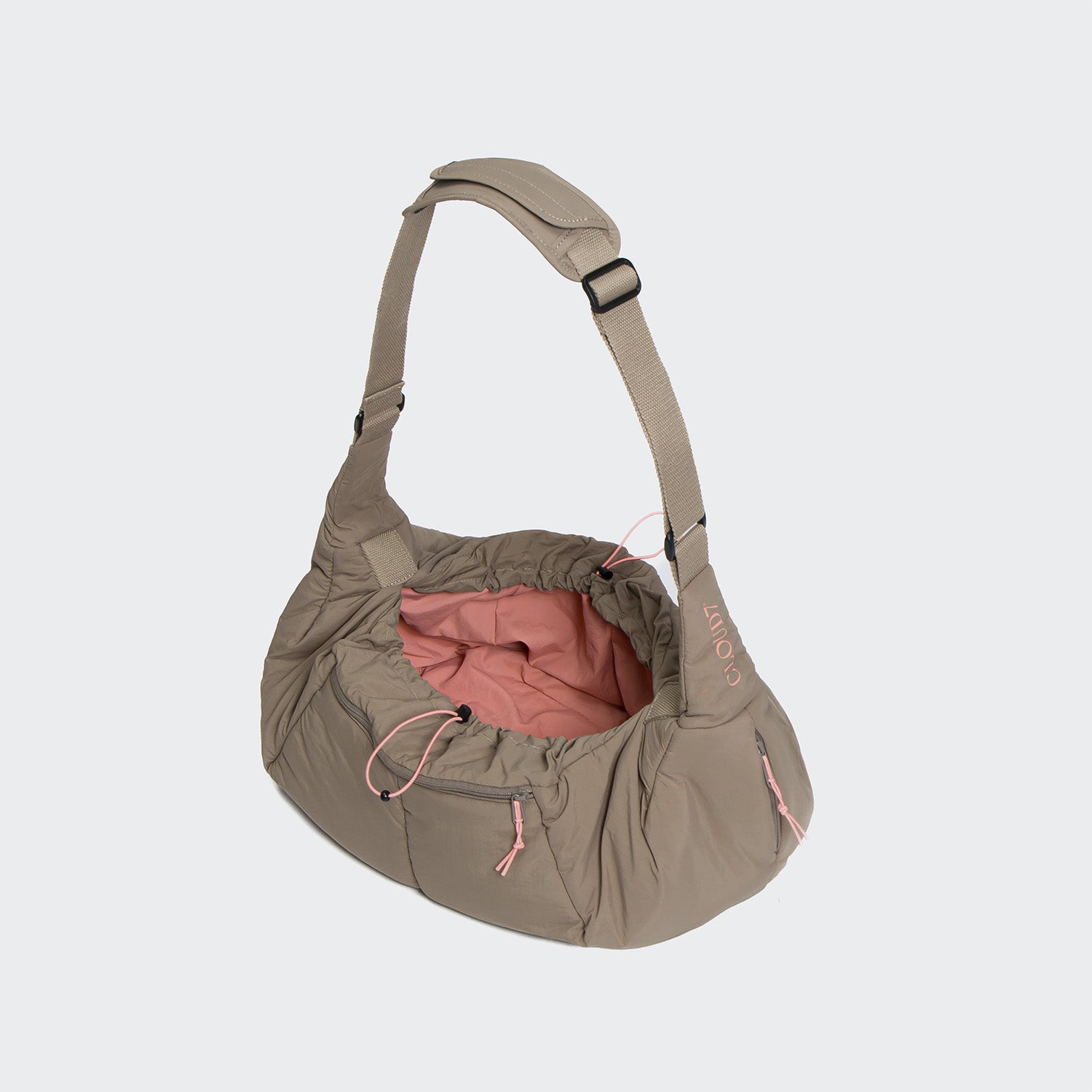 Cloud7 LTTL Khaki/Peach Puffer Dog Sling Bag | Hands-Free Carrier