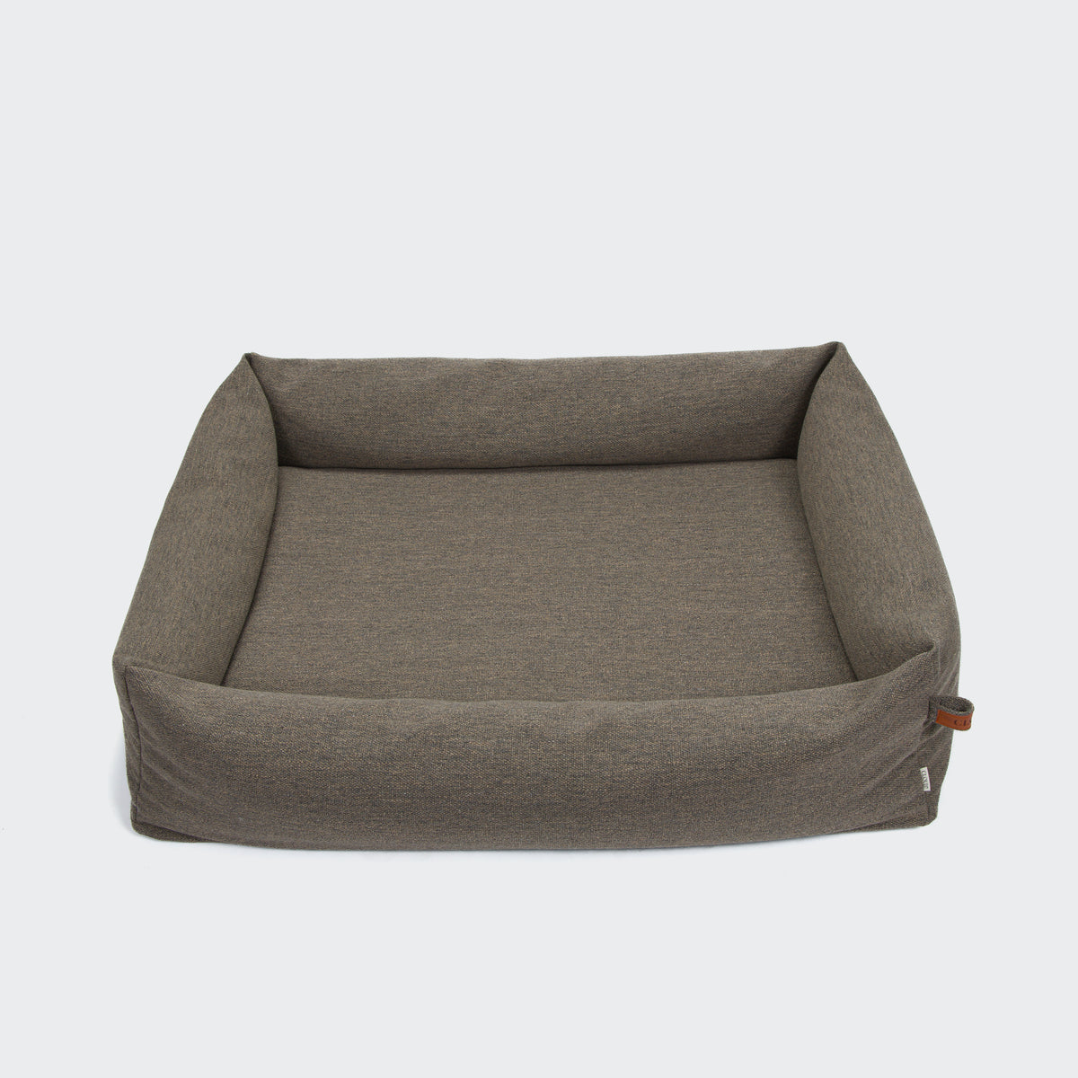 Cloud7 Sleepy linen-mix dog bed in textured mélange fabric featuring an all-round cozy support bolster.