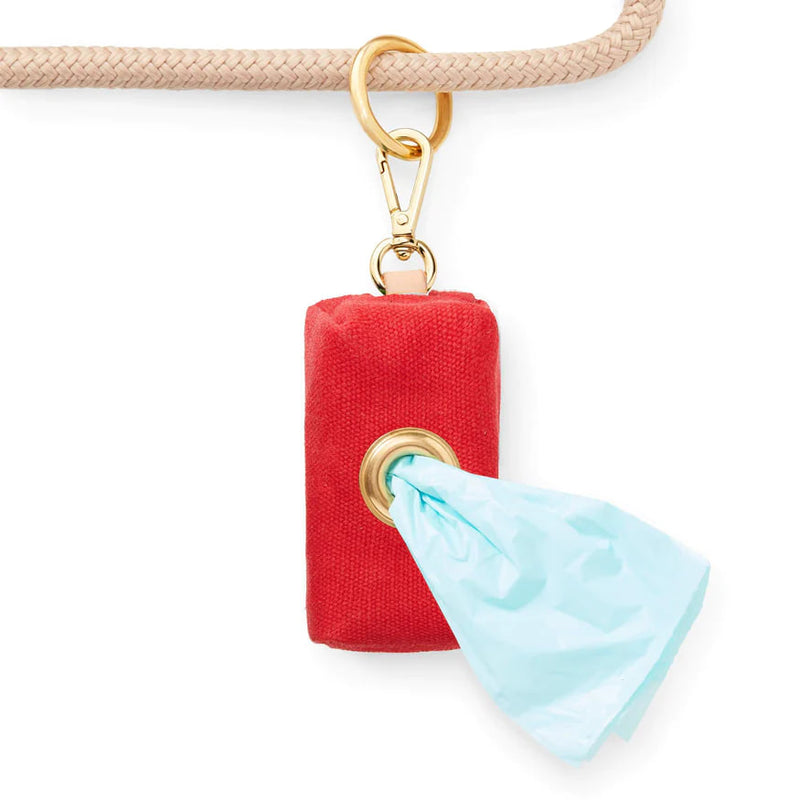 Dog Poop Bag dispenser: Ruby Waxed Canvas