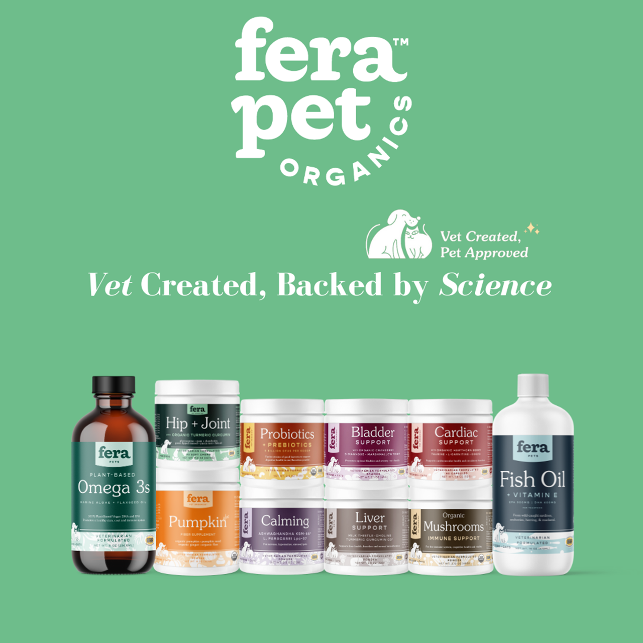 Fera Pet Organics Dog and Cat Supplement, USDA Organic Probiotics with Prebiotics