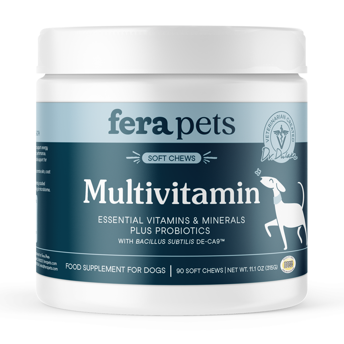Fera Pets Organic All-in-one dog multivitamin soft chews for daily wellness and joint health containing glucosamine and fish oil
