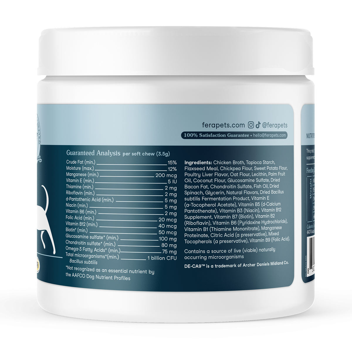 Fera Pets Organic All-in-one dog multivitamin soft chews for daily wellness and joint health containing glucosamine and fish oil
