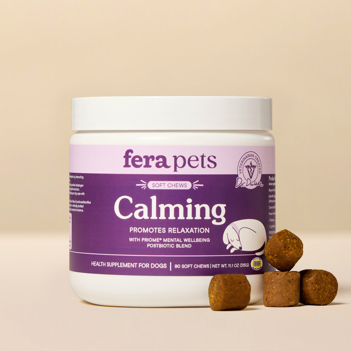 Fera Pets Organic Calming tasty chamomile and ashwagandha soft chews for dog anxiety relief