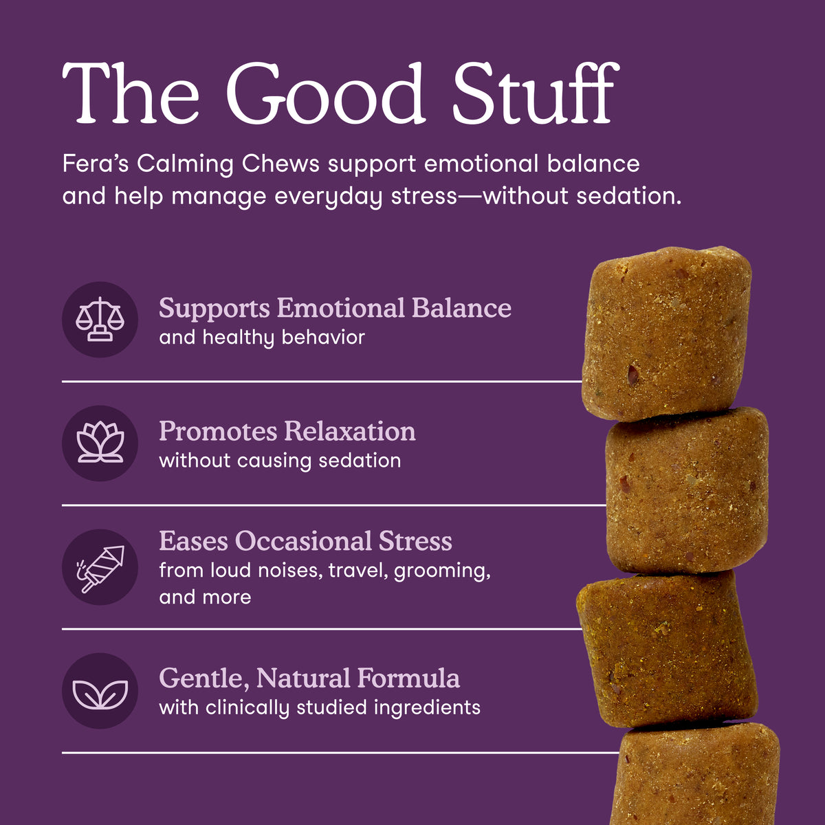 Fera Pets Organic Calming tasty chamomile and ashwagandha soft chews for dog anxiety relief