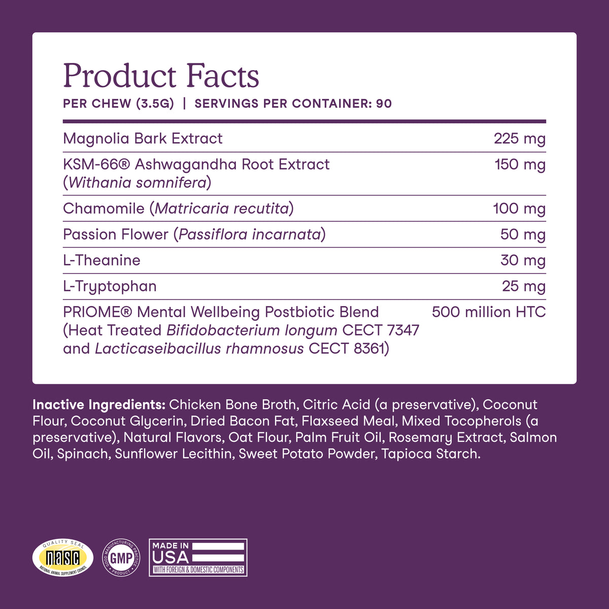 Fera Pets Organic Calming tasty chamomile and ashwagandha soft chews for dog anxiety relief