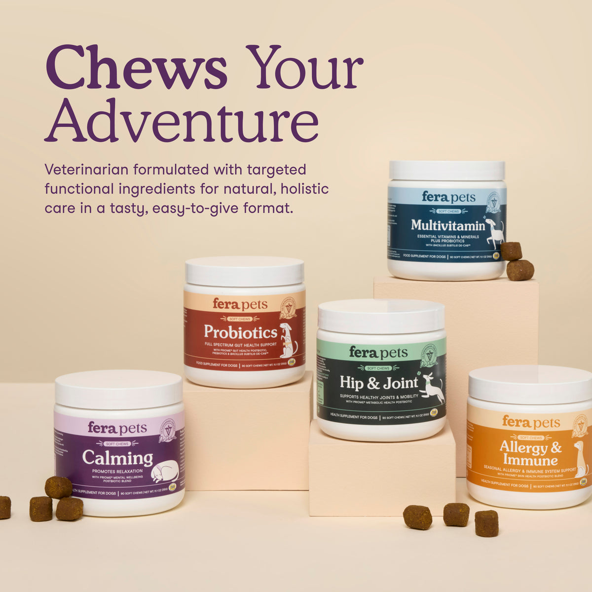 Fera Pet Organics Dog and Cat Supplement, Calming Soft Chews for Dogs