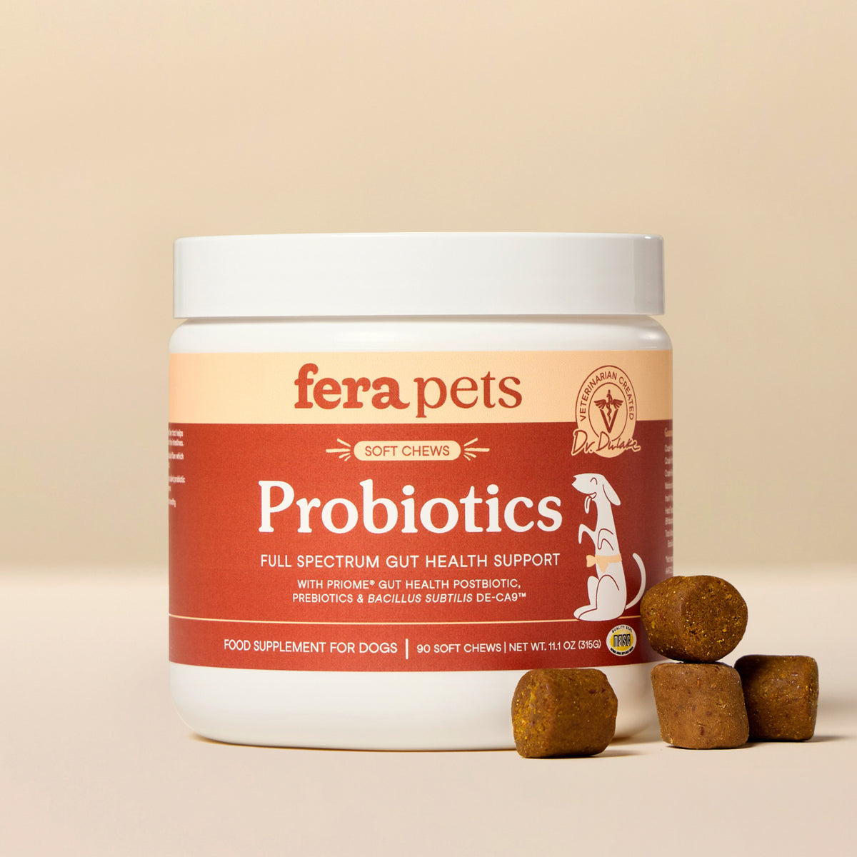Fera Pet Organics Probiotics full spectrum gut health supplement to boost dog immune system naturally